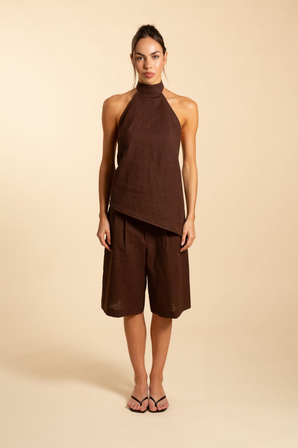 Top halter Marrón