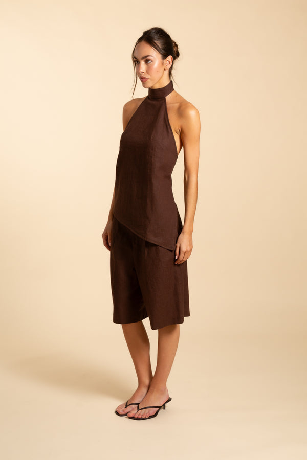 Top halter Marrón