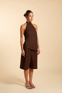 Top halter Marrón