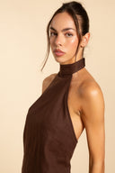 Top halter Marrón