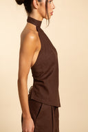 Top halter Marrón