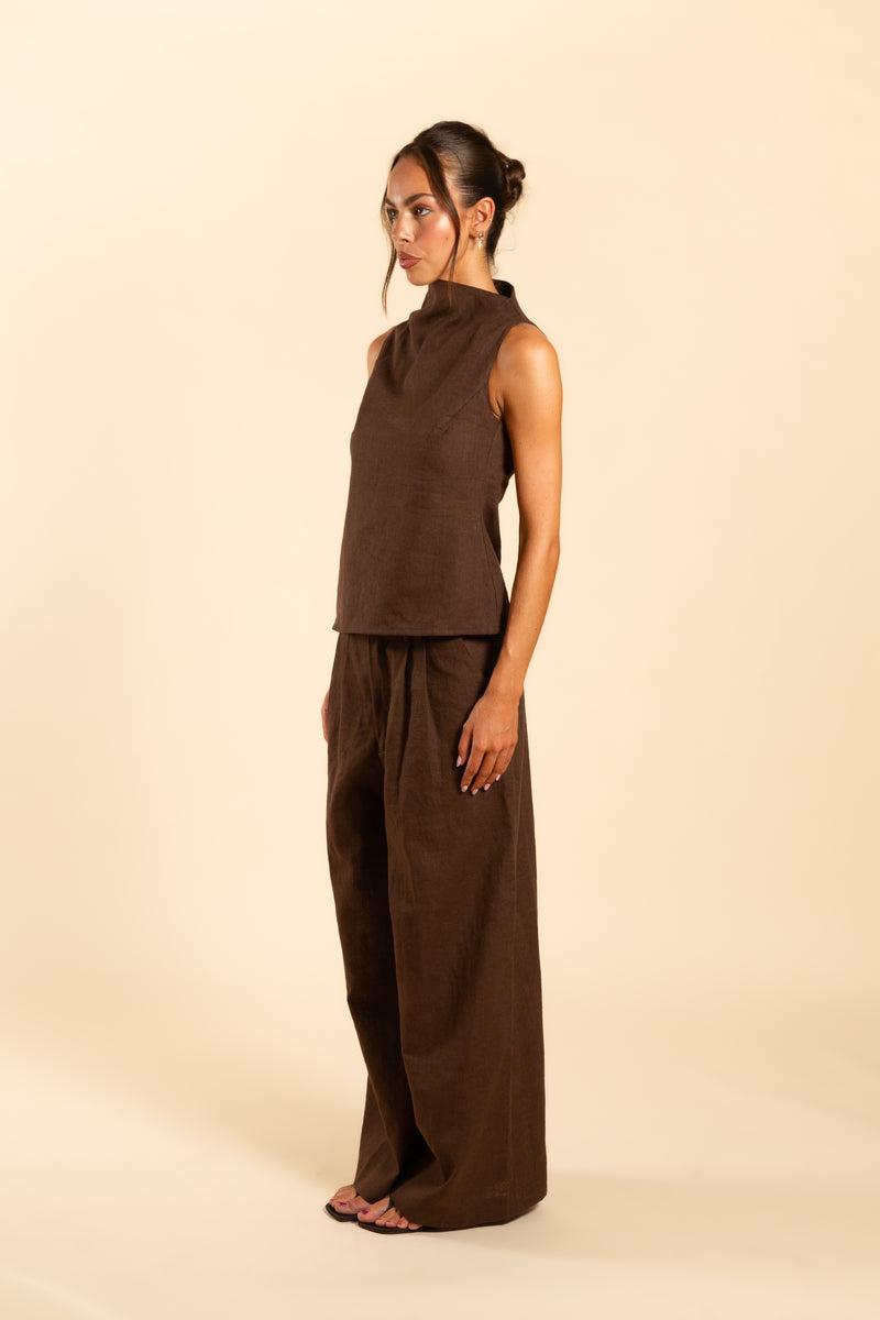 Brown high-neck top