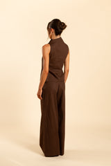 Brown high-neck top