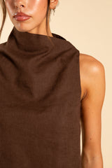 Brown high-neck top