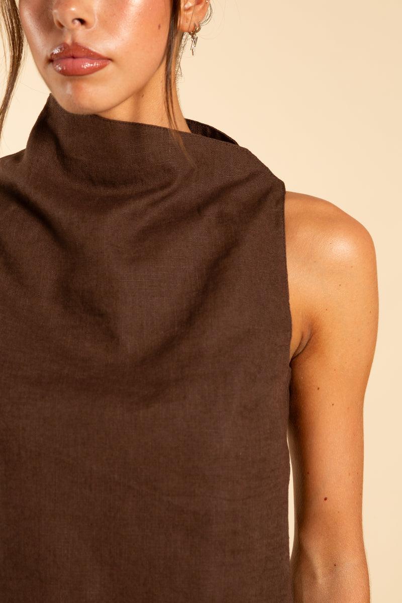 Brown high-neck top