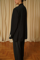 Collarless blazer 012