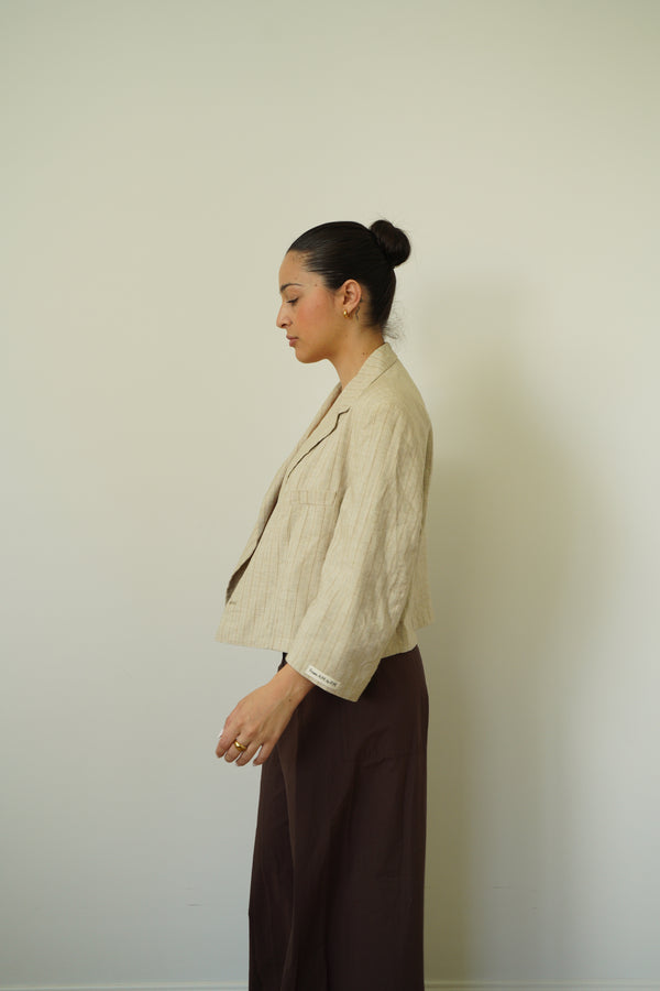 Linen cropped blazer 001