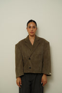 Corduroy cropped blazer 001