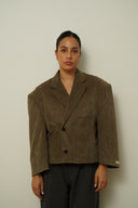 Corduroy cropped blazer 001